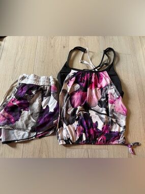 CALIA Carrie Underwood Floral Tankini Swim Set Top L Bottoms M